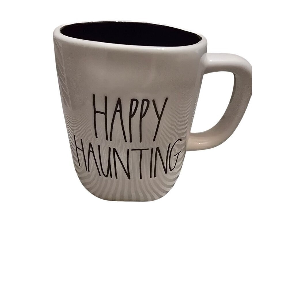 NWT Rae Dunn Halloween Happy Haunting Haunted House Icon Double Sided Mug